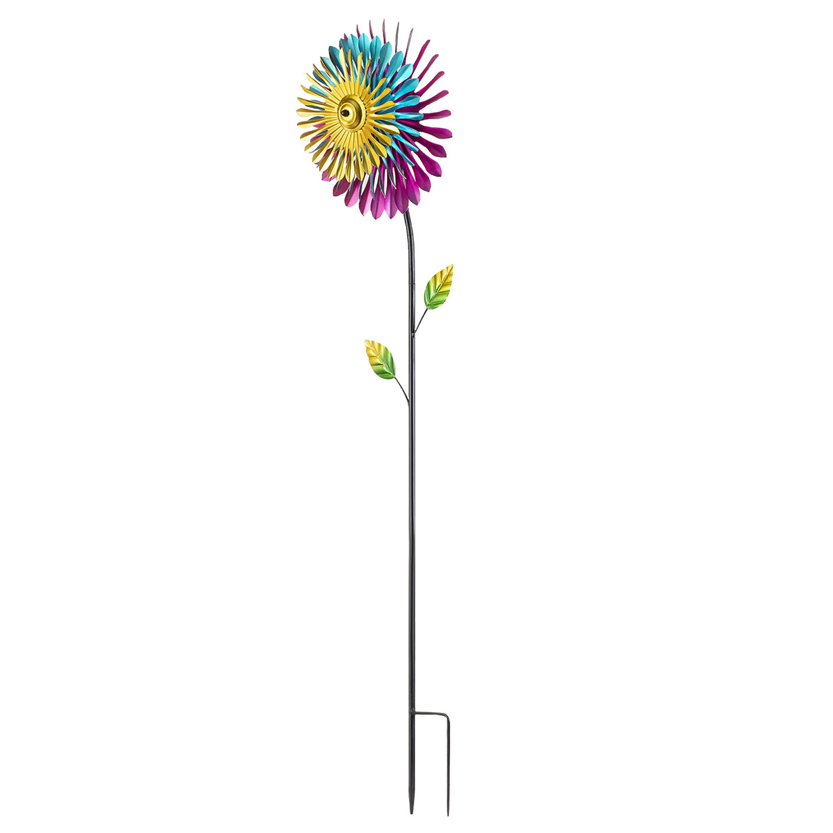 Metal Daisy Wind Spinner Stake