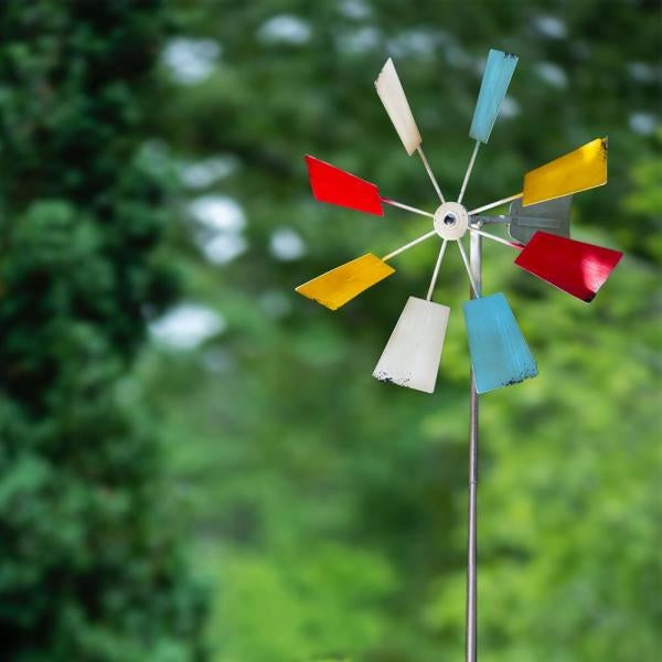Multi-Colored Metal Windmill Spinner Stake Yard Decoration