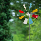 Multi-Colored Metal Windmill Spinner Stake Yard Decoration