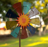 Sun Face Multi-Colored Windmill Stake