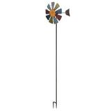 Sun Face Multi-Colored Windmill Stake
