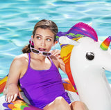 Inner tube for kids shaped like a rainbow, unicorn.