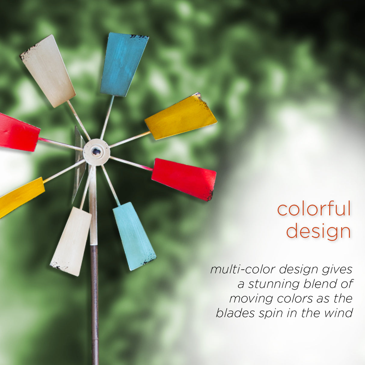 Multi-Colored Metal Windmill Spinner Stake Yard Decoration