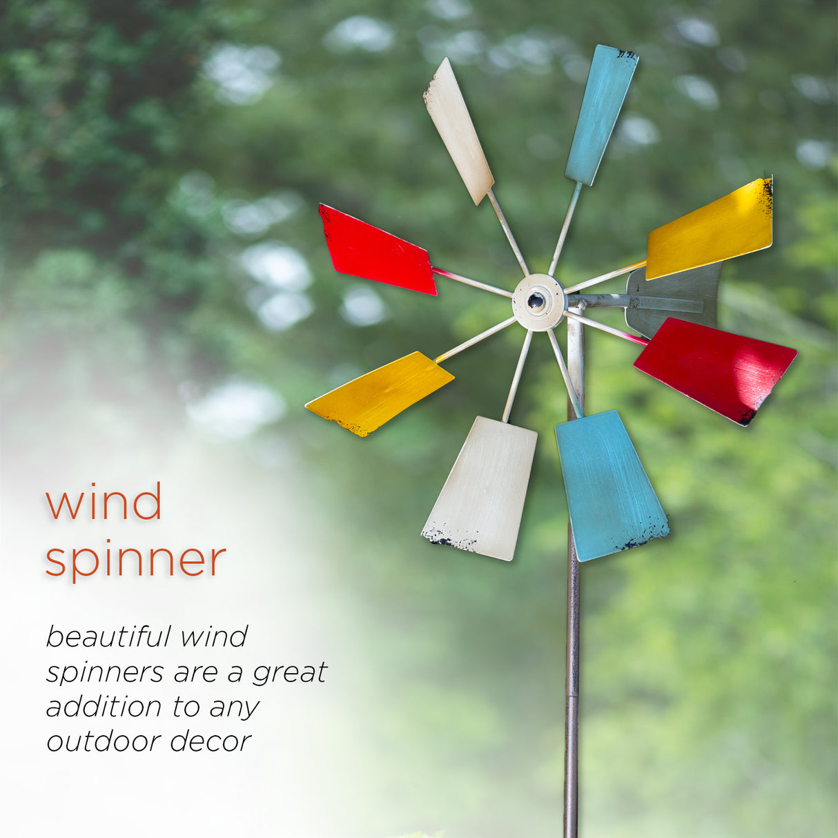 Multi-Colored Metal Windmill Spinner Stake Yard Decoration