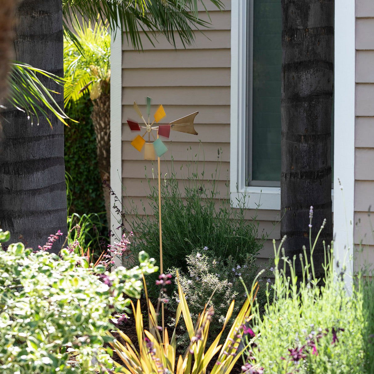 Multi-Colored Metal Windmill Spinner Stake Yard Decoration