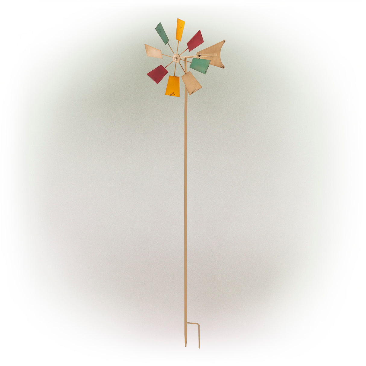 Multi-Colored Metal Windmill Spinner Stake Yard Decoration