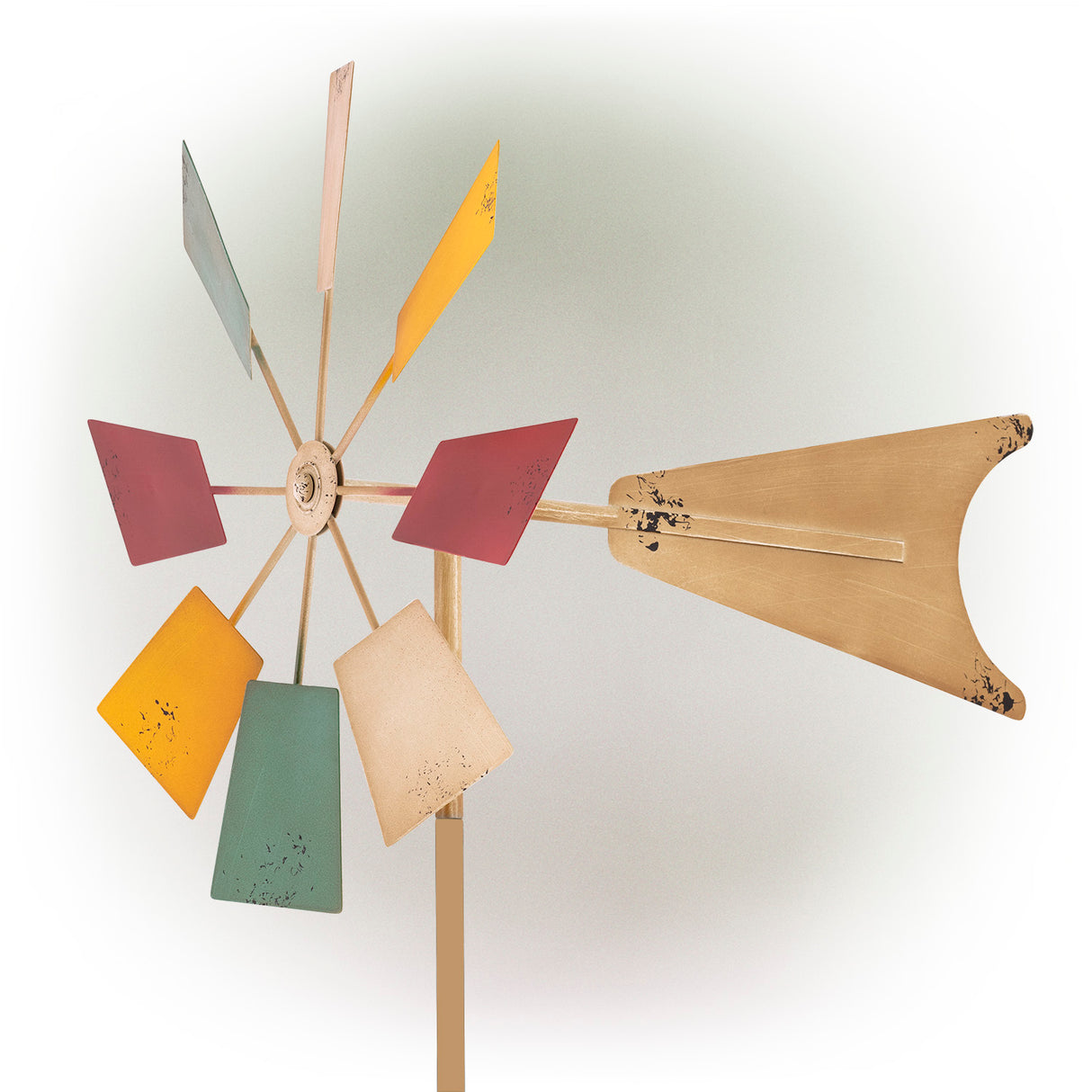 Multi-Colored Metal Windmill Spinner Stake Yard Decoration