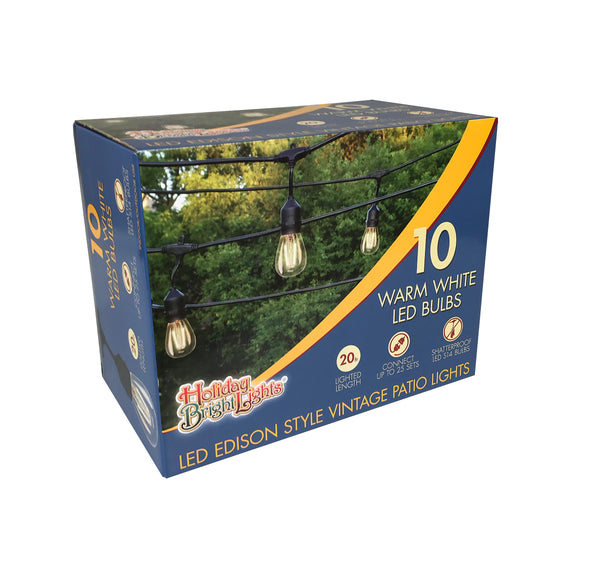 Set of 10 Warm White LED Edison Patio Lights