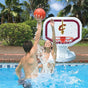 Pool basketball hoop with a Cleveland Cavaliers logo on it.