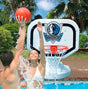 Pool basketball hoop with a Dallas Mavericks logo on it.