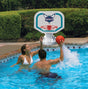 Pool basketball hoop with a Charlotte Hornets logo on it.