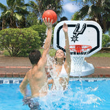 Pool basketball hoop with a San Antonio Spurs logo on it.