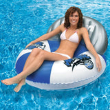 Pool lounger with Orlando Magic logos on it.