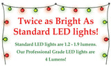 Twice as bright as standard LED lights! Standard LED lights are 1.2-1.9 lumens. Our professional grade LED lights are 4 lumens!