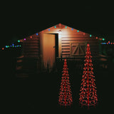 Set of 2 Wire Cone Trees with Red Twinkling LED Lights
