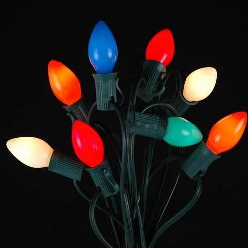 Set of 25 Ceramic C7 Multi-Colored Christmas Lights