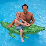 Pool inflatable shaped like an alligator.
