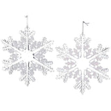 Ornaments shaped like clear snowflakes.