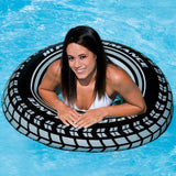 Inflatable inner tube designed to look like a car tire.