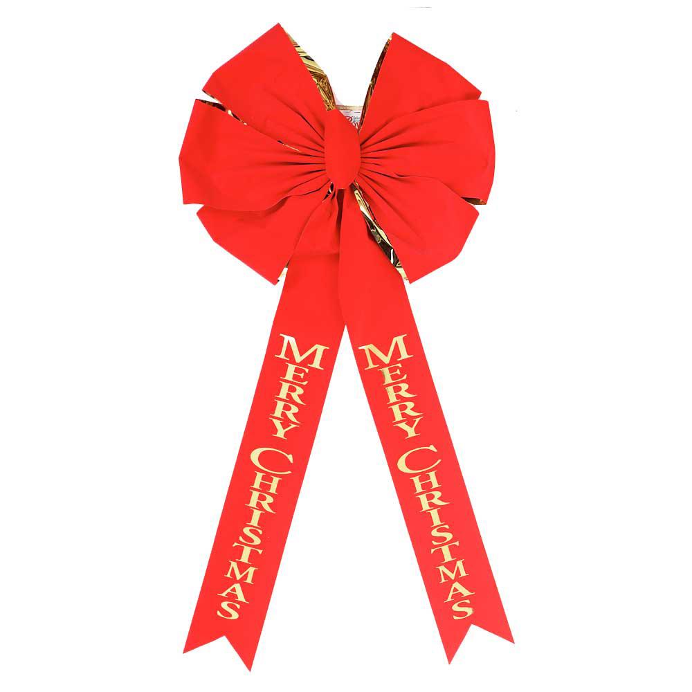 Christmas - 18" X 36" 7 Loop Deluxe Merry Christmas Red Velvet Christmas Bow