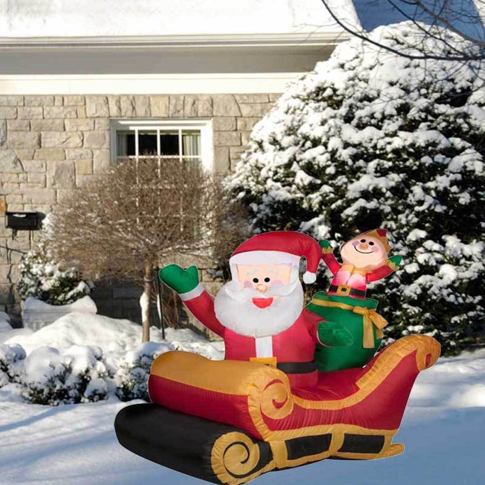 Christmas - 3.5' Airblown® Inflatable Santa And Sleigh By Gemmy