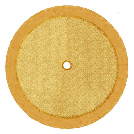 Christmas - 48" Gold Glitter Print Organza Christmas Tree Skirt