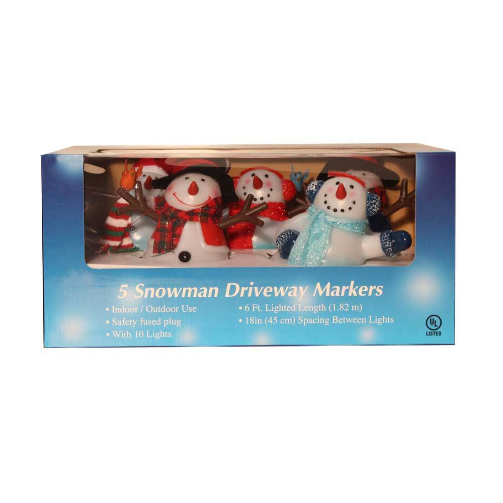 Christmas - 5 Piece Lighted Snowman Driveway Markers