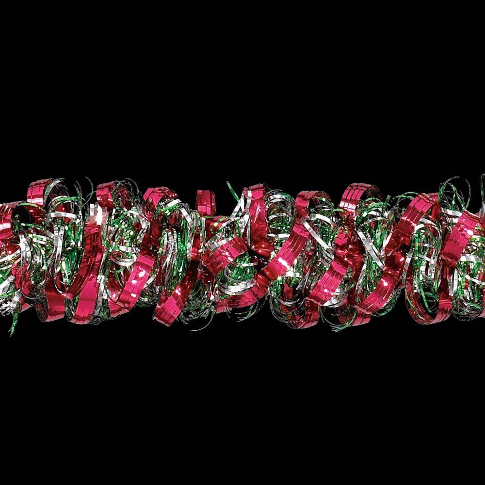 Christmas - Deluxe Angel Hair Red/Silver/Green Tinsel Christmas Garland