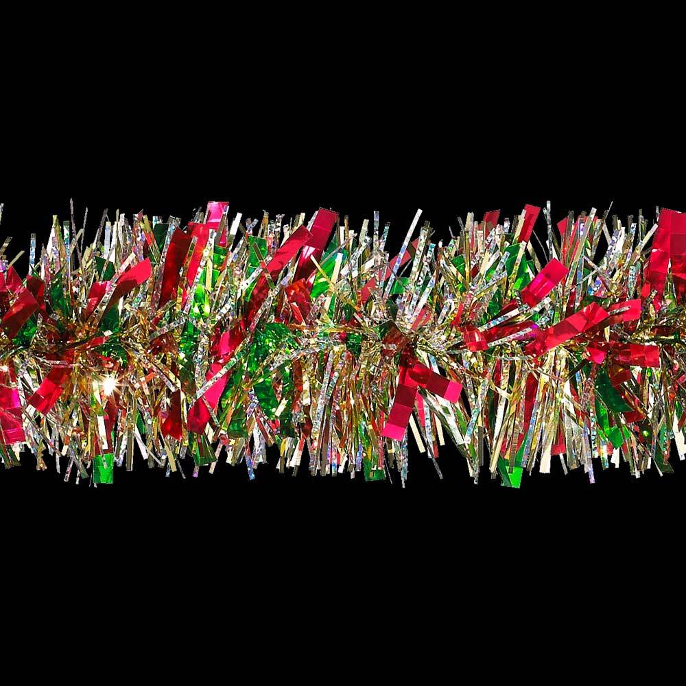Christmas - Fantasy Embossed Laser/Red/Green/Midas Gold Tinsel Christmas Garland