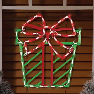 Christmas - Illuminated Present Window Silhouette