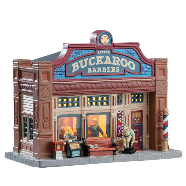 Christmas - Lemax Jukebox Junction Lighted Building: Little Buckaroo Barbershop #75253