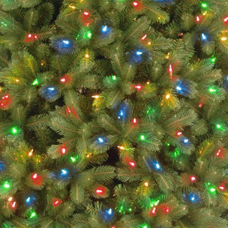 Artificial tree pre-lit with clear lights.