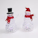 9" Battery-Operated Light Up Acrylic Snowman Figurine