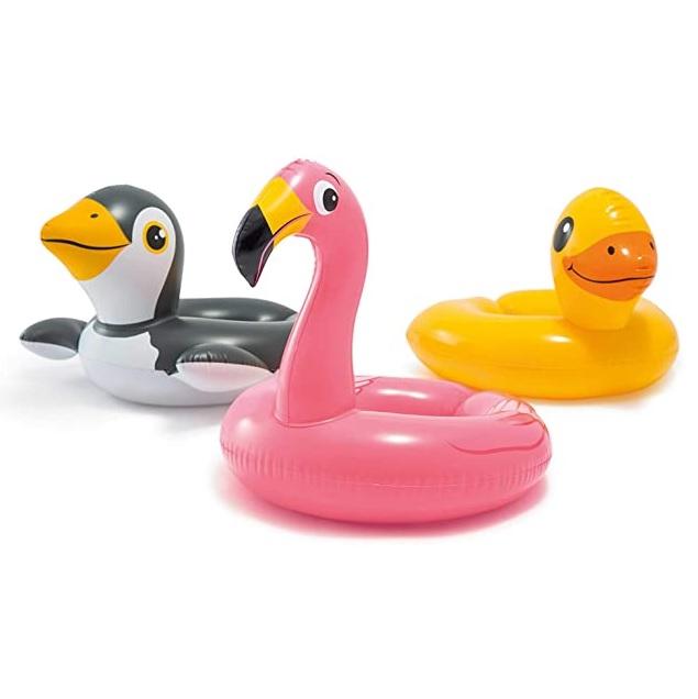 Inner tubes for kids shaped like different animals.