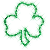 Lighted silhouette shaped like a green shamrock.