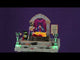 Polyresin village accent for a Lemax display. Designed to look like two witches doing magic on an altar. The altar has gargoyle statues, rats, bottles of potions, blood and bones. The witches are levitating a woman off the table. The table is shaped like a coffin. There's a boiling cauldron next to them and there's a crow sitting on it.