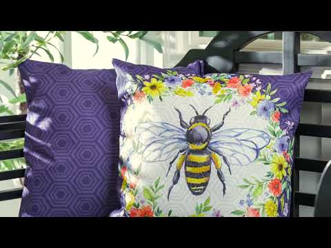 Bee Happy Bee Kind Reversible Outdoor Pillow Cover