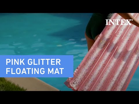 Pink and glittery inflatable pool mattress.