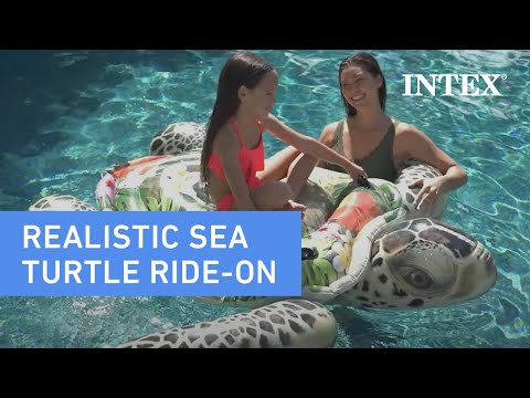 Inflatable pool float shaped like a turtle.