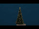 Resin village accessory for a Lemax display. Designed to look like a tall, decorated Christmas tree. There's a lit star on top, warm white lights and gold ornaments.