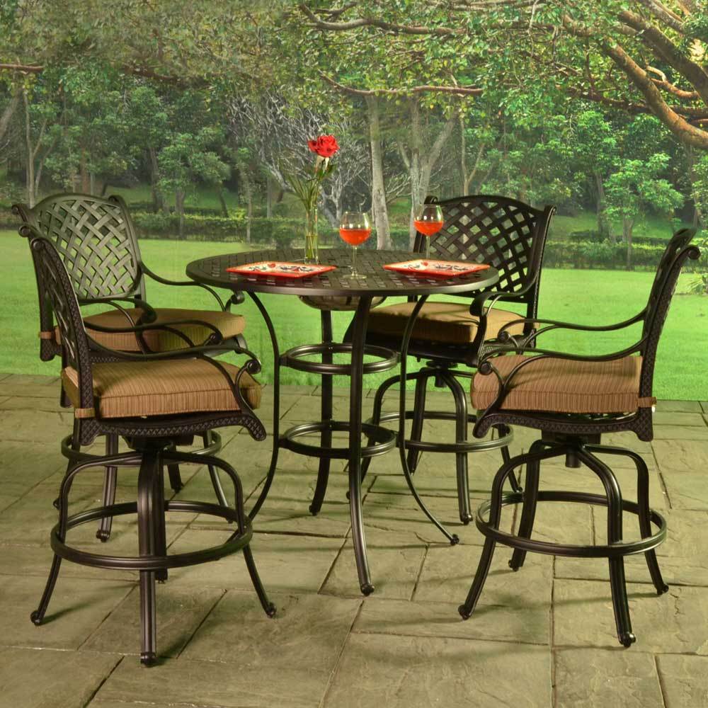 Outdoor Living - Stonegate Cast Aluminum Cushioned Bar Height Patio Set