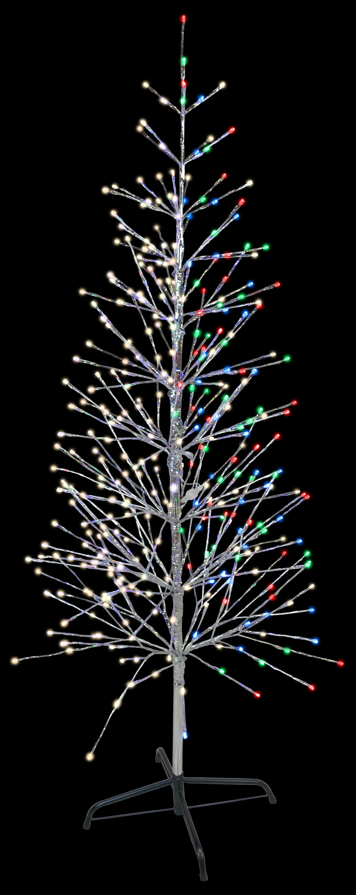 5.5' Color-Changing LED Silver-Wrapped Birch Tree (Warm White to Multi)
